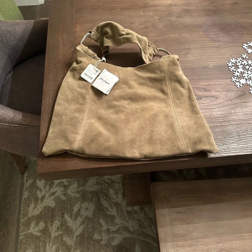 New Free People Bobbi Suede Shoulder Bag ~ Tan - Picture 3 of 7